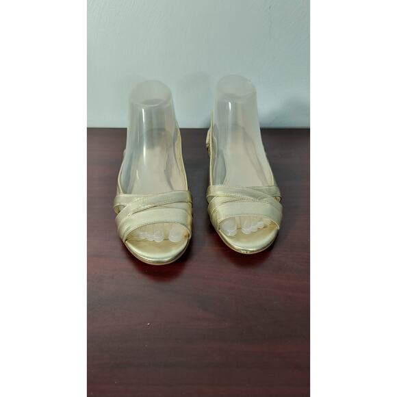 Cole Haan Air Amari Wedge Heel Women's Sz 7.5 B Metallic Gold Open Toe Shoes - Picture 13 of 16